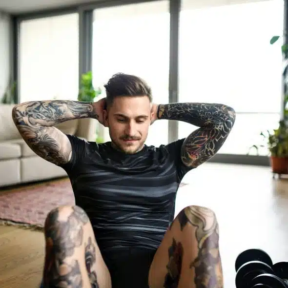 A man doing sit-ups