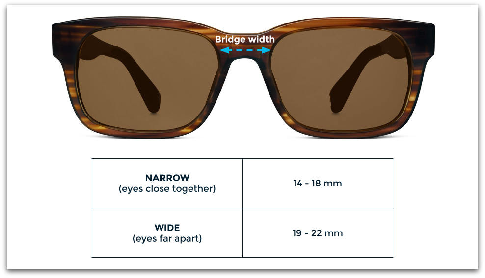Sunglasses bridge width