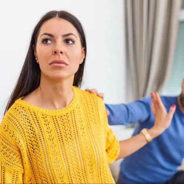 A woman saying no to man