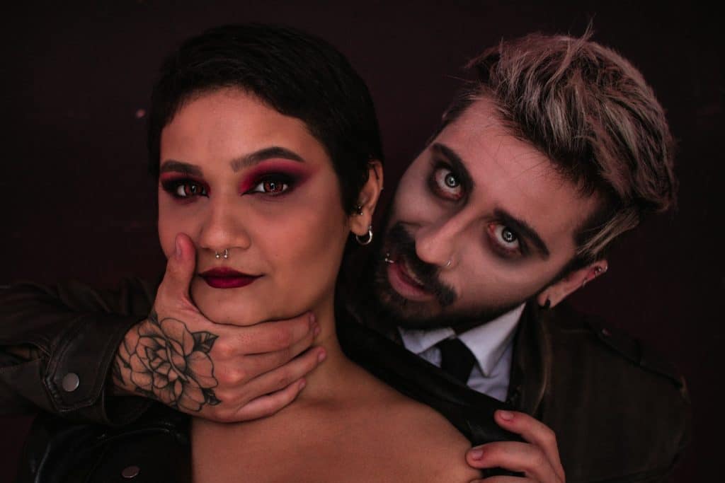 A couple posing as vampires.