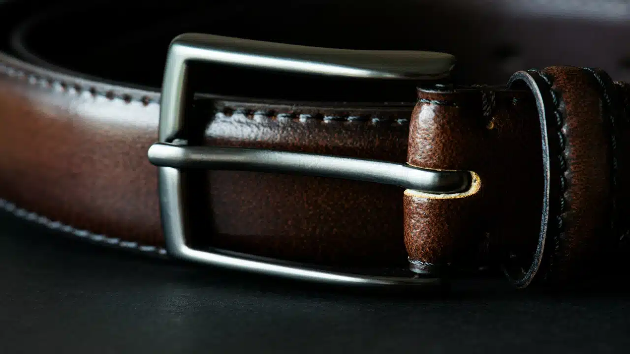A close-up of a leather belt.