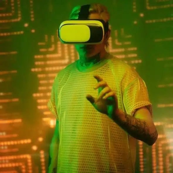 Man Wearing VR Headset