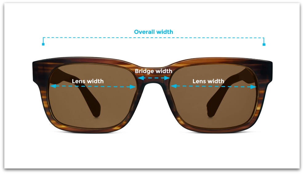 Sunglasses width measurements