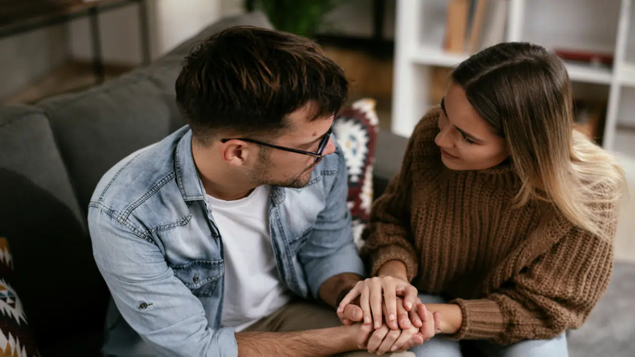 A couple having a serious talk