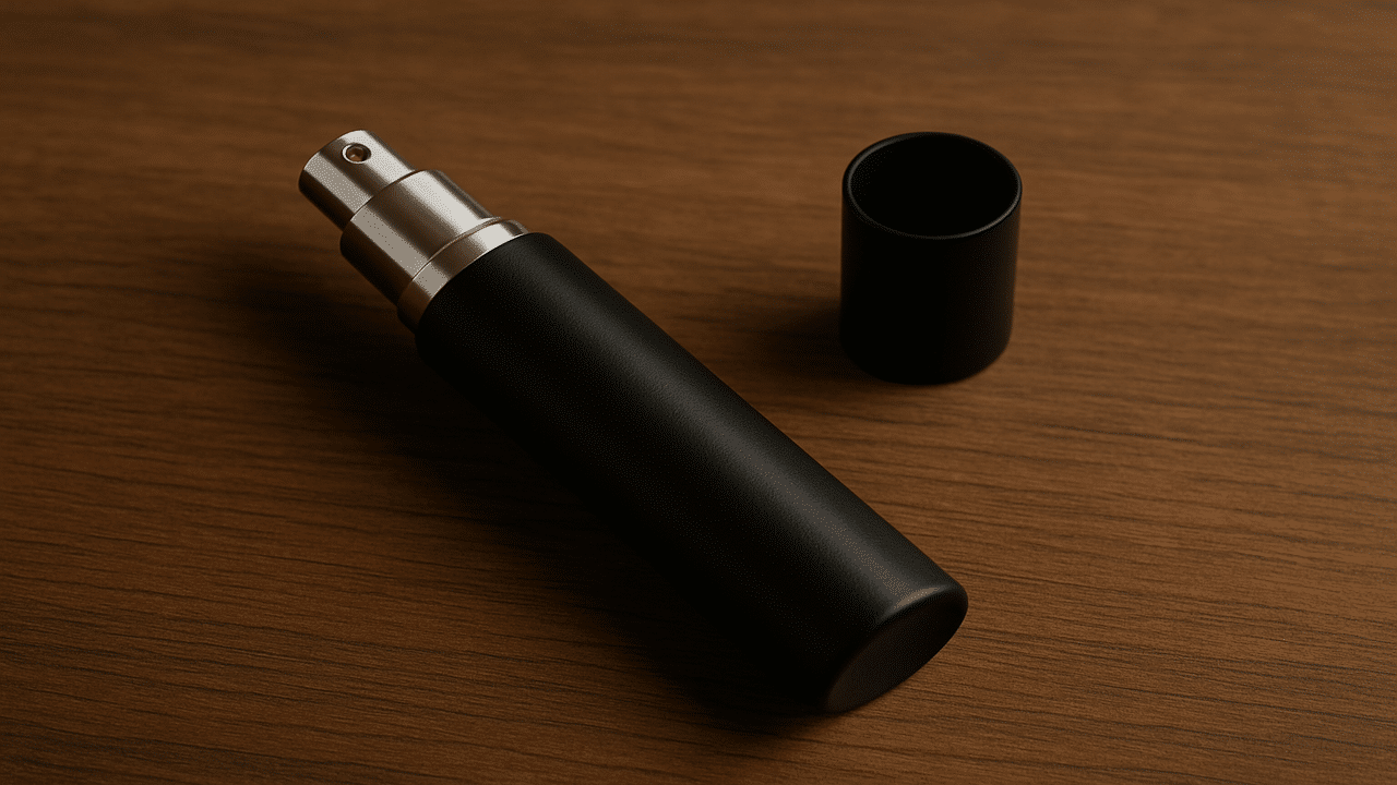 A no-brand fragrance atomizer.