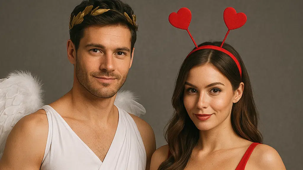 A couple dressed as cupid and heartbreaker.